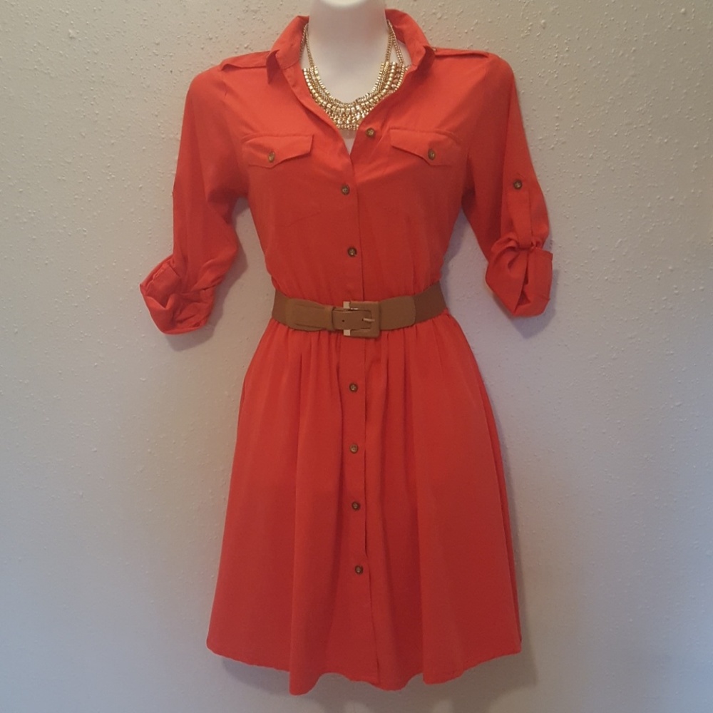 Bright Orange Flowy Dress